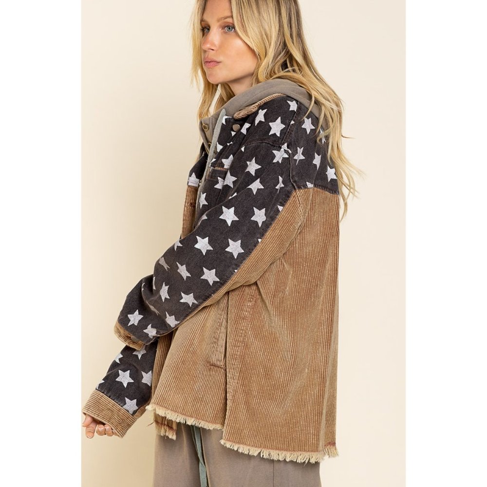 PRICE DROP Teddy Bear Black Corduroy Star Shacket - Picture 6 of 8